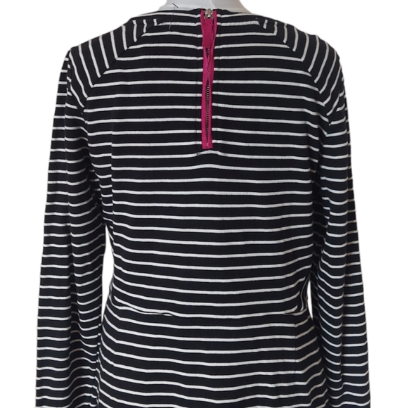 Joules Daylia Black Striped Dress UK Size 18 White Stripes Heavy Cotton Pockets - Picture 8 of 11